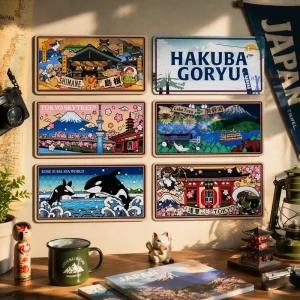 Custom Logo Japanese Souvenir Vintage Metal Tin Sign for Home Cafe and Bar