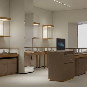 Custom Logo Jewelry Display Wall Cabinet Led Lights Jewelry Display Glass Showcase