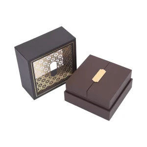 Custom Logo Laser Cut Presentation Box With Gold Foil Pattern for Brand Identity and Corporate Gifting