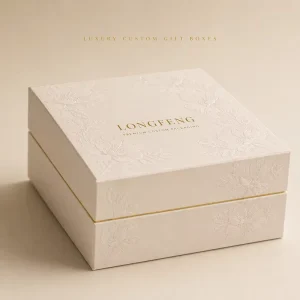 Custom Logo Luxury Gift Box with Gold Foil Blind Embossed Floral Pattern Rigid Paper Box for Jewelry Cosmetics OEM