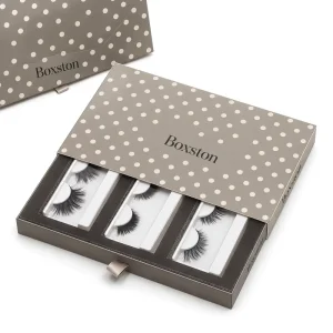 Custom Logo Luxury Rigid Cardboard False Eyelash Sliding Drawer Packaging Box Recycled Materials Sponge Lining for Mink Lashes
