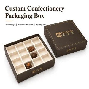 Custom Logo Luxury Square Rigid Paper Chocolate Truffle Packaging Box with Recyclable Food Grade Insert