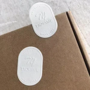 Custom Logo Matte Texture Paper Embossed Printing Sticker Three dimensional Sealing Stickers Packing Labels