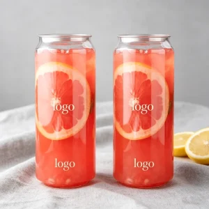 Custom Logo Milk Tea Coffee Juice PET Plastic Cans Transparent Plastic Can Soda Drinking Bottle With Aluminum Cans