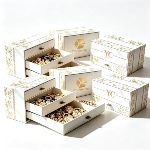 Custom Logo Multi layer Drawer Rigid Gift Box White Cardboard Packaging Box for Jewelry Cosmetics