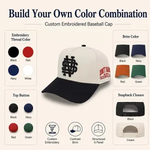 Custom Logo OEM ODM Adjustable Hats Big Head Friendly Professional Embroidery 25pcs Single Row Snapback Gorras Personalizadas