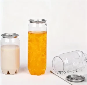Custom Logo PET Plastic Can with Easy-Open Aluminum Lid for Beverage Storage