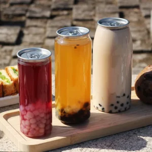 Custom Logo PET Plastic Transparent Juice Tea & Coffee Soda Cans with Lids and Bottles (210ml-500ml)