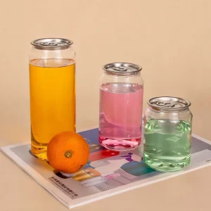 Custom Logo PET for Clear Plastic Cans 300ml 500ml 650ml Pull Ring Beverage Can for Soda Juice Water Cream Packaging