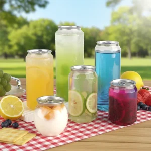 Custom Logo PET for Clear Plastic Cans 300ml/500ml/650ml Pull Ring Beverage Can for Soda Juice Water Cream Packaging