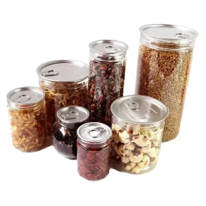 Custom Logo POP Can for Food Packing 300ml 350ml 400ml 450ml 500ml 550ml PET Tuna Can Plastic Jar with Easy Open Aluminum Lid