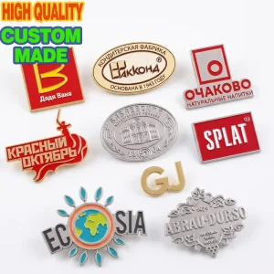 Custom Logo Plated Gold Silver Copper Soft Hard Enamel Custom Metal Pins Business Branding Identity Text Uniform Lapel Badge Lot