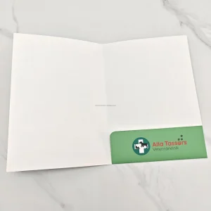 Custom Logo Printed Fancy Paper A3/A4 File Holder Pocket Folded Leaflet Binding Document Folder with Film Lamination
