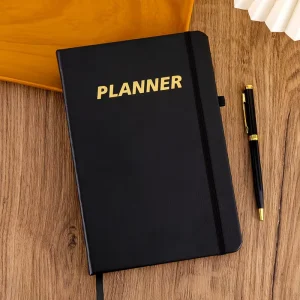 Custom Logo Printed Hardcover Leather Planner With Saddle Stitching Paper Fabric Cover A5 A6 A4 Sizes Student Organizer Diary