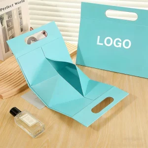 Custom Logo Printed Portable Gift Bag Box Folding Cardboard Package for Beauty Apparel Retail Gifts
