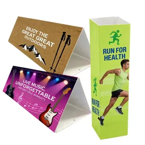 Custom Logo Printed Promotional Multi Sided Foldable Portable Laminated Exhibition Advertising Triangle Display Boards
