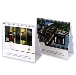 Custom Logo Printing 3D Cardboard Kraft Paper Film Laminated Spiral Desk Brochure Monthly
