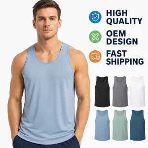 Custom Logo Printing Breathable Sleeveless Running Tank Top Marathon Gym Fitness Sportswear OEM ODM Service Design