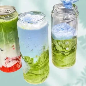 Custom Logo Printing PET Cans Transparent PET Cold Drink Bottle Round Shape Pop Can Sealed for Coffee and Milk Tea Juice Cans
