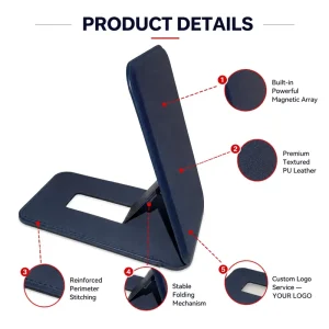 Custom Logo Promotional Multifunction Strong Magnetic Mobile Phone Holder Card Holder Clip Cross-Border PU Card Sleeve Modern