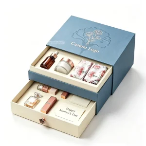 Custom Logo Reusable Double-Deck Drawer Gift Box Luxury Personalized Rigid Skincare Cosmetic Sets for Mother’s Day