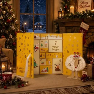 Custom Logo Reusable Drawer Christmas Advent Calendar Box OEM Branded Holiday Countdown Gift Packaging