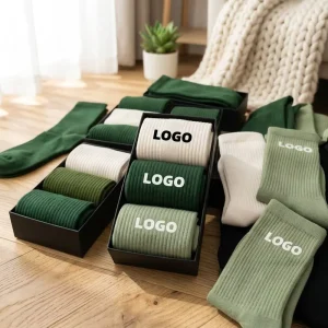 Custom Logo Ribbed Crew Socks OEM Cotton Athletic Sports Socks with Custom Box Packaging for Men Women