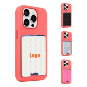 Custom Logo Silicone Wallet Card Pocket Mobile Phone Suction Cup Phone Holder with Card Slot for Gift