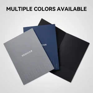 Custom Logo Silver Foil Cutout Luxury Grey Matte A4 Presentation Folder Pocket OEM Printing Customizable