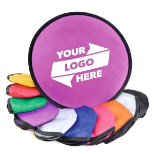 Custom Logo Soft Nylon Foldable Flying Disc Pocket Size Collapsible Flyer with Storage Pouch for Beach Party Events