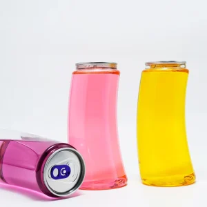 Custom Logo Transparent PET Can Moon Bottle for Coffee Tea Soda Beer Juice Easy Open Fruit Energy Drinks with Screen Printing