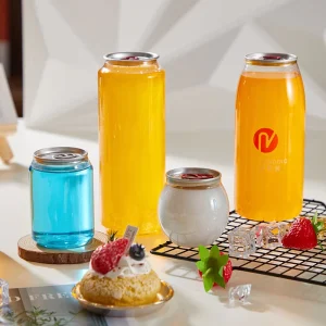 Custom Logo Transparent PET Cans with Aluminum Lids for Juice, Soda, and Bubble Tea