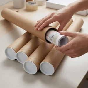 Custom Long Kraft Paper Cardboard Tube With Plastic End Caps Poster Mailing Shipping Tubes Factory