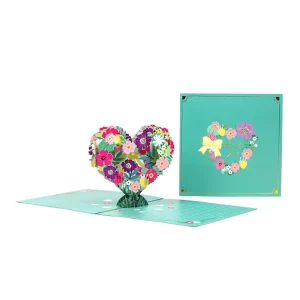 Custom Love Heart Printing Handmade 3D Pop-up Eco-Friendly Paper Bless Thank You Greeting Card Valentine’s Day Birthday