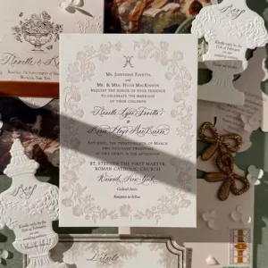Custom Luxury Floral Design Letterpress Wedding Invitation Suite Handmade Paper Personalized Invites Cards with Envelopes