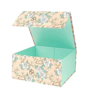 Custom Luxury Floral Designs Magnetic Gift Box with Glossy Lamination and Sponge Liner Rigid Foldable Paper Packaging