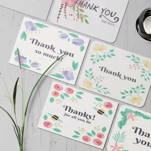 Custom Luxury Floral Flower Greeting Card Set with Envelopes Corrugated Board Small Business Thank You Card Printed