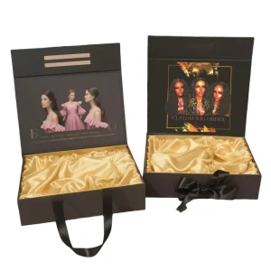 Custom Luxury Folding Magnetic Wig Box for Satin Insert Wig Lingerie Packaging Recycled Material Gift Logo Card