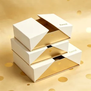 Custom Luxury Gift Box Geometric Mountain Design Magnetic Closure Paper Packaging Jewelry