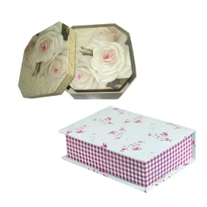 Custom Luxury Gift Box with Logo Printed Floral Rigid Cardboard Packaging Box for Flower Wedding Cosmetic Gift Packaging