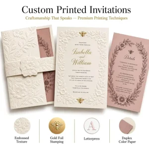 Custom Luxury Greeting Cards Gold Foil Embossed Letterpress Personalized Wedding Birthday Thank You Bulk Multi Design