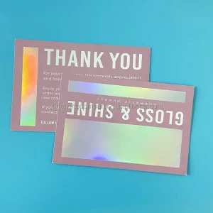 Custom Luxury Holographic Greeting Cards Unique Offset Printed Design Eco friendly Art Paper Thank You Card for Branding & Gifts