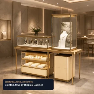 Custom Luxury Jewelry Display Cabinet LED Glass Jewelry Showcase Retail Display Case for Jewelry Store OEM ODM Manufacturer