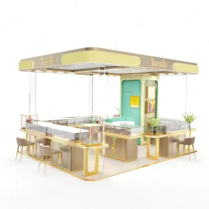 Custom Luxury Jewelry Showcase Elegant Glass Display Counter Retail Kiosk Furniture for Shopping Mall Jewelry Store