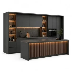 Custom Luxury Professional Custom Ready to Assemble Grey Cabinets Modern Kitchen Cabinet