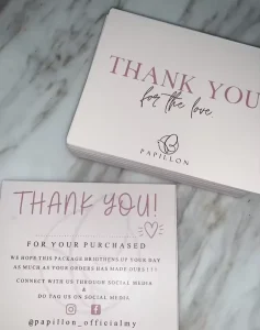Custom Luxury Thank You Card UV Printing Instruction Greeting Card for Apparel Perfume Brand Exhibition Display