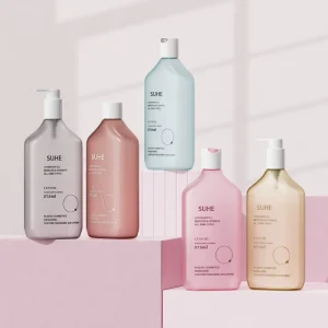 Custom Luxury Travel PET Flat Lotion Pump Bottle 375ml Refillable Screen Printing Shampoo Body Wash Face Cream Skin Care Serum