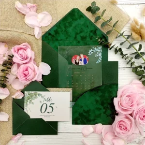 Custom Luxury Velvet Invitation Set for Wedding Party Supplies Handmade Wax Sealed Envelope Acrylic Wedding Cards Invitations