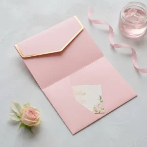 Custom Luxury Wedding Invitation Envelope Set With Golden Border Rose Design Romantic Handwritten Greeting Cards
