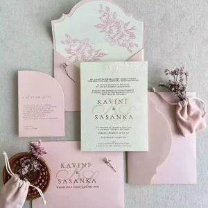 Custom Luxury Wedding Invitation Set Letterpress Printing Gold Foil Embossed Envelopes Reply Cards Itinerary for Wedding Events
